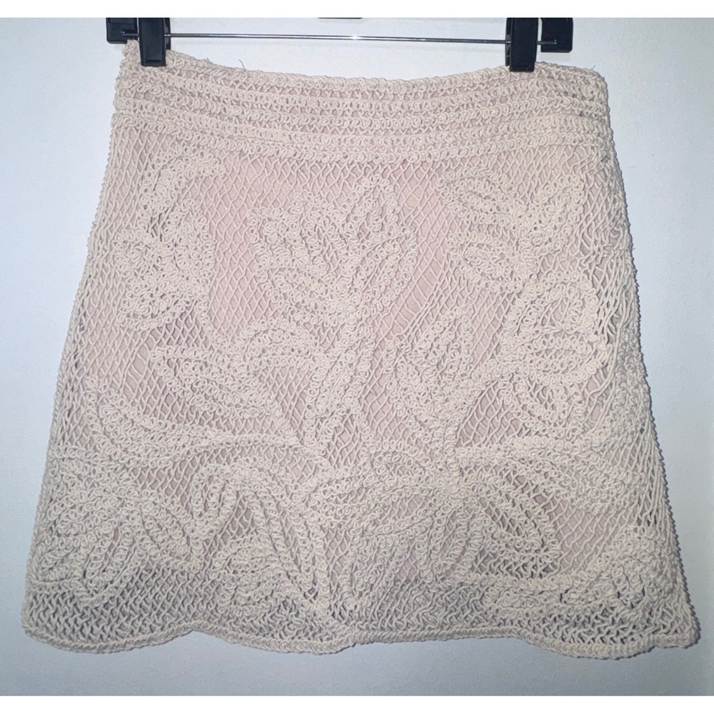 Skies Are Blue Womens M Mini Skirt Crochet Floral Pattern Cottagecore Peasant